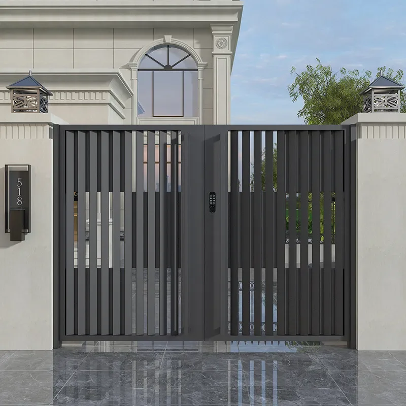 for Wrought Iron Courtyard Door Modern Villa Single Double Stainless Steel Garden Entrance High Quality Anti Theft