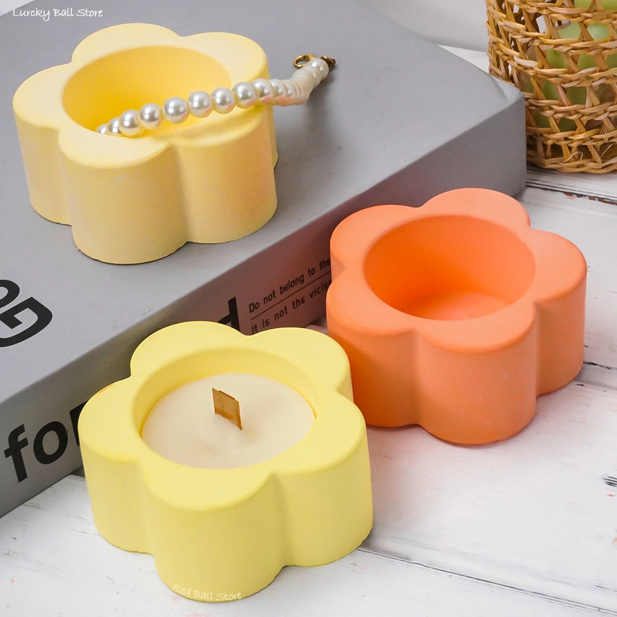 Cute Flower Shape Candlestick Silicone Mold DIY Candle Jar Cement Plaster Mould Resin Flowerpot Craft Casting Molds Home Decor