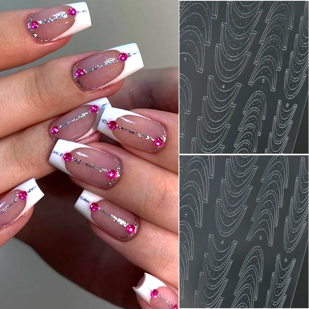 Hollow French Manicure Stencils Sticker Multi‑Size French Tip For Airbrush Pudding Gel, Fit Short Medium Long Oval Nails Salon H