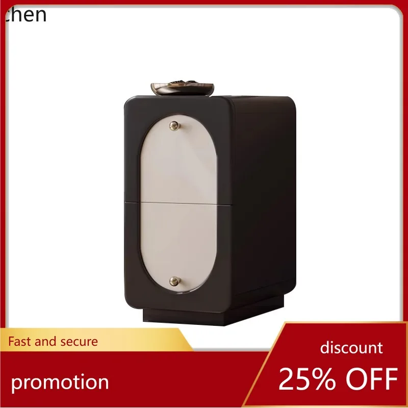 

CZ bedside table Solid wood small bedroom design sense Premium light luxury bedside storage cabinet