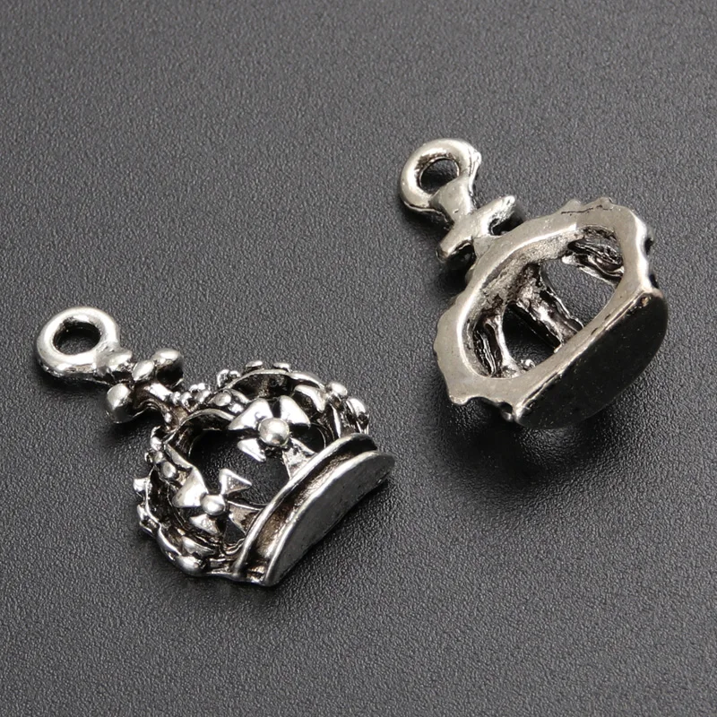 20 قطعة فضي اللون تاج Charms قلادة Necklace بها بنفسك قلادة النتائج مجوهرات 12x18 مللي متر A1535 بيع