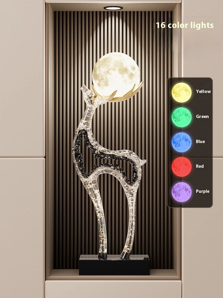Light Luxury Transparent Elk Ornament Living Room Corridor Study Office Desk Decoration Housewarming Gift Indoor Soft Decoration