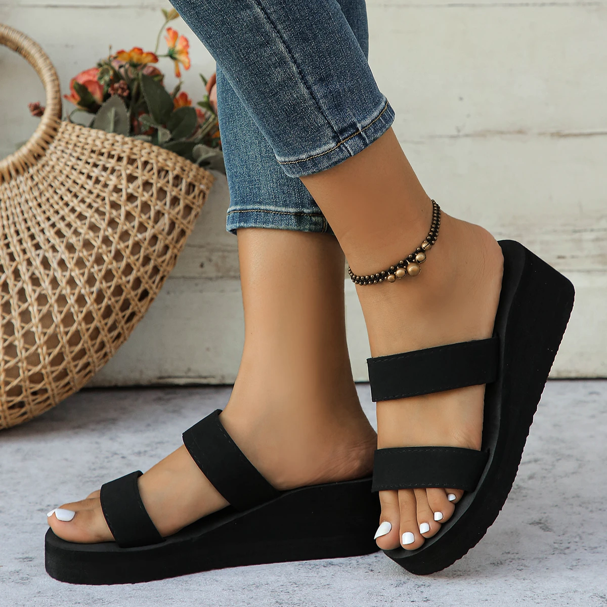 Women Platform Wedge Sandals Ladies Fashion Summer Slippers Woman Flip Flops New Women\'s Thick Bottom Shoes Heels Beach slippers