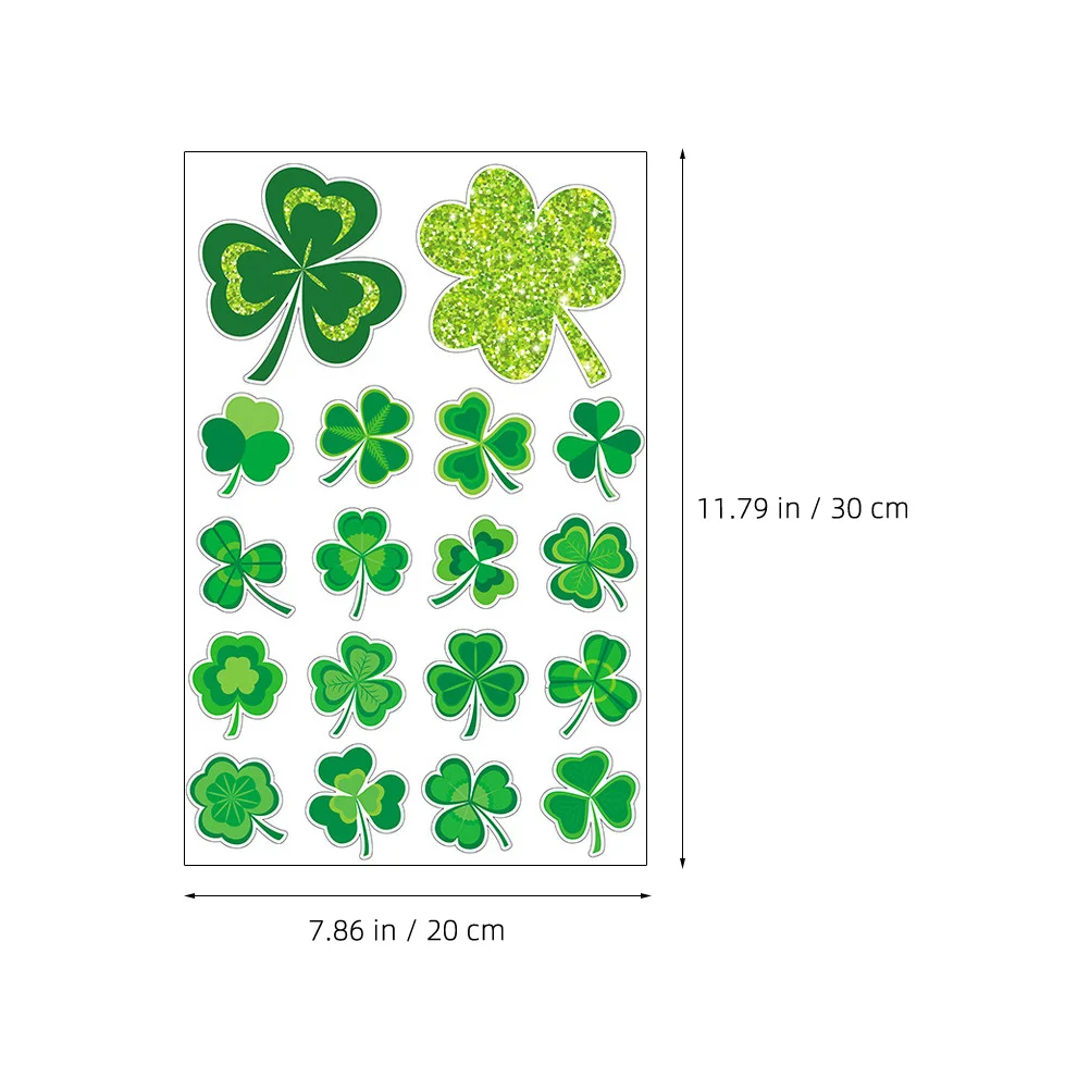 

St Patrick's Day Shamrock Static Sticker 8 Sheets Window Glass Decal Home Party Decor Reusable Easy Install Remove No Residue
