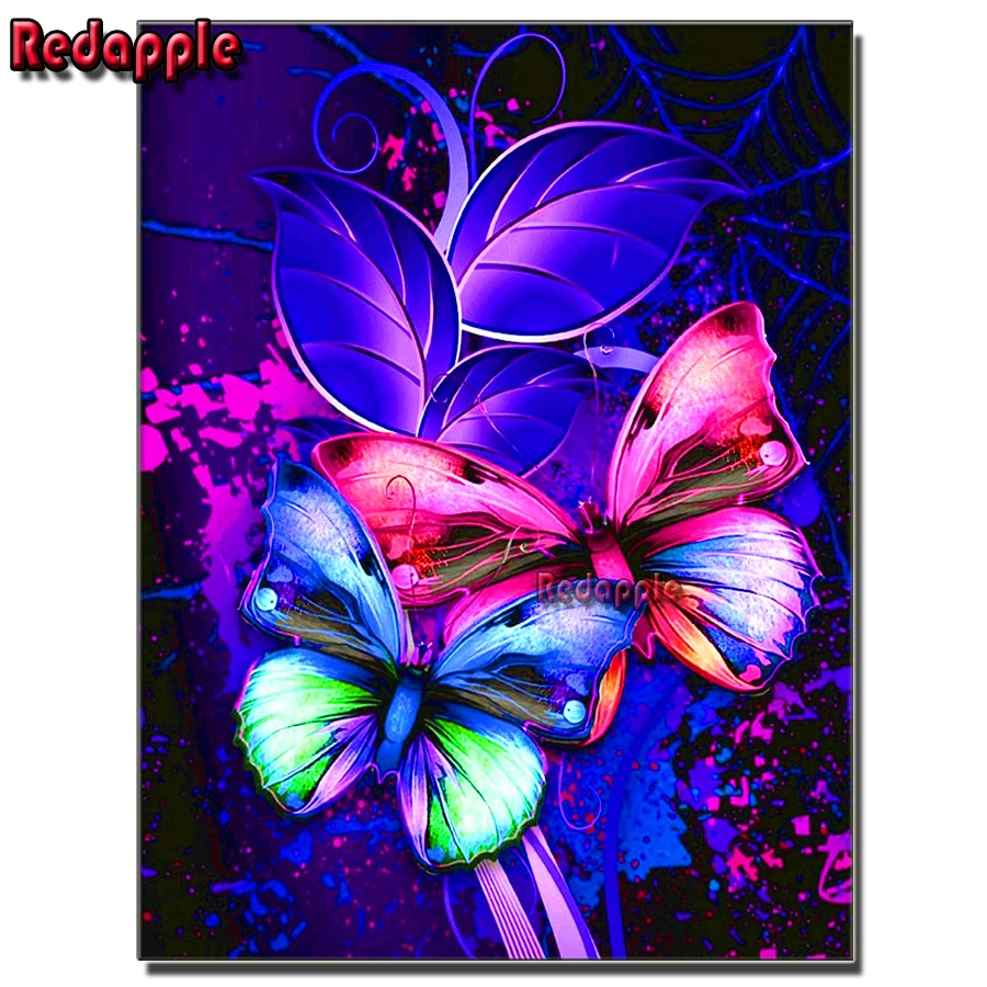 

5D DIY Diamond Painting Full Diamond Embroidery Two Butterflies & Leaves Kit Pictures Of Rhinestones Cross Stitch Home Decor