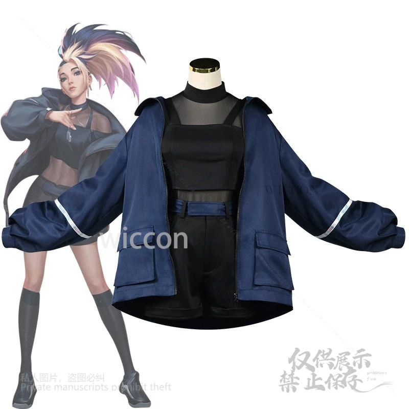 

League Of Legends KDA Akali Cosplay Costume Female Anime Game Character Performance Outfit Sexy Idol Halloween Game Roleplay