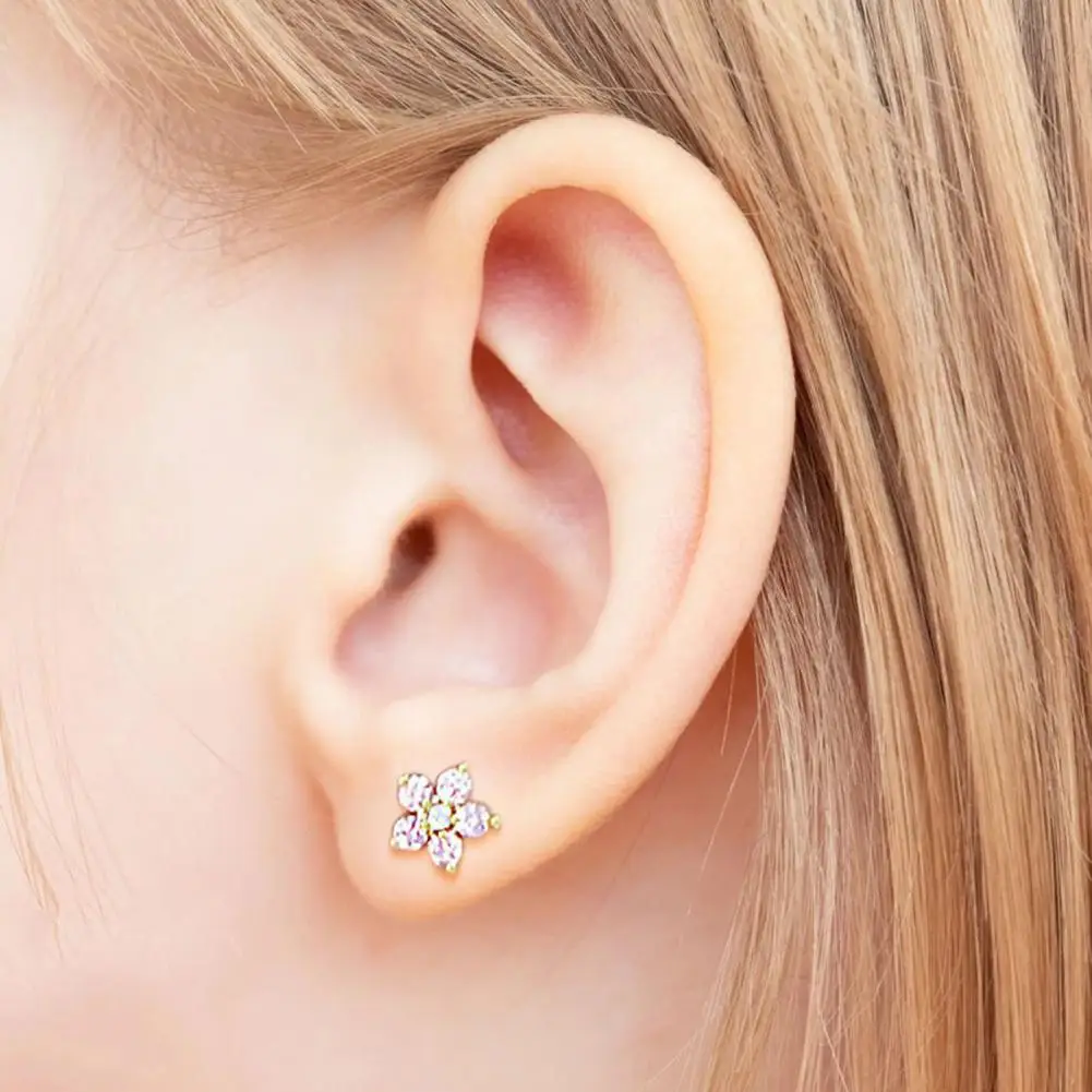 1Pc Ear Bone Stud Cute Wear Resistant Girls Ear Stud Shining Cubic Zirconia Girls Stud Earring for Party