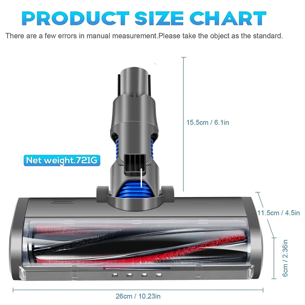 Electric Roller Brush Motorized Turbo Compatible with Dyson V6 DC58 DC59 DC61 DC62 Quick Release with Bristle Roller for Carpet