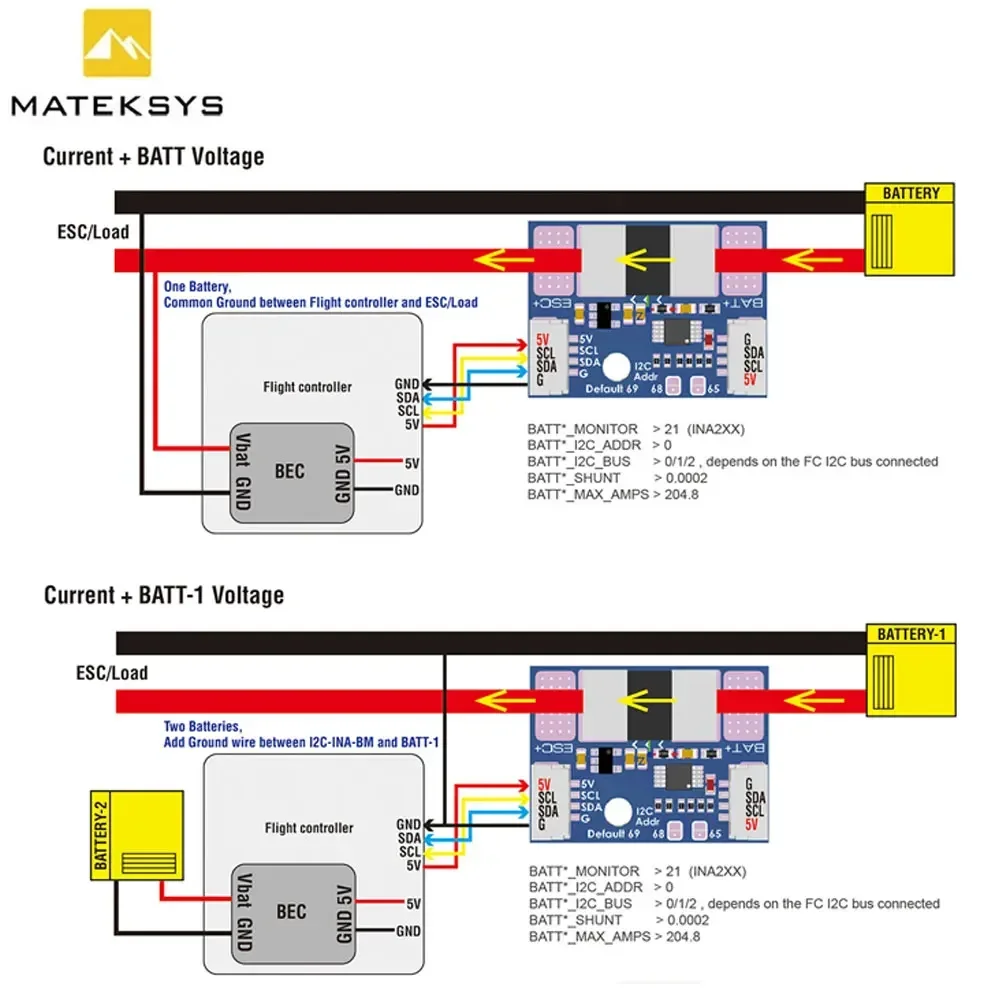 MATEK Mateksys I2C-INA-BM ULTRA-PRECISE I2C POWER MONITOR for RC FPV Drone