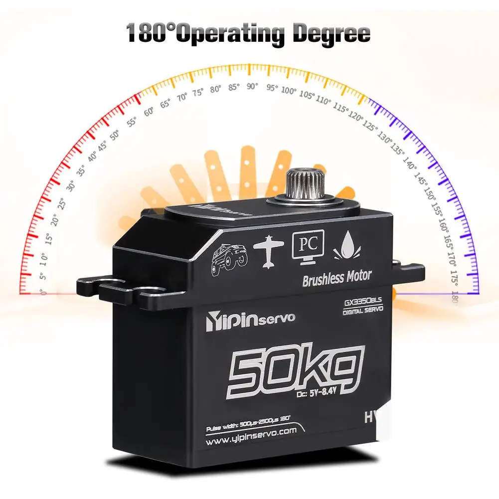 Gx3350bls 50kg Brushless Motor Servo IP67 Waterproof Steering Servo 180 Full Metal Body Stainless Steel Gear Rc Digital Servo