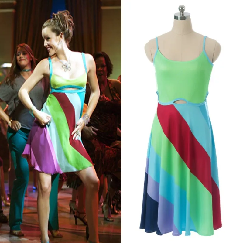

Movie Suddenly 30 Actress Jenna Rink Mini Dress Summer Sexy Colorful Beach Dress Sexy Cutout Backless Mini Skirt for Adults
