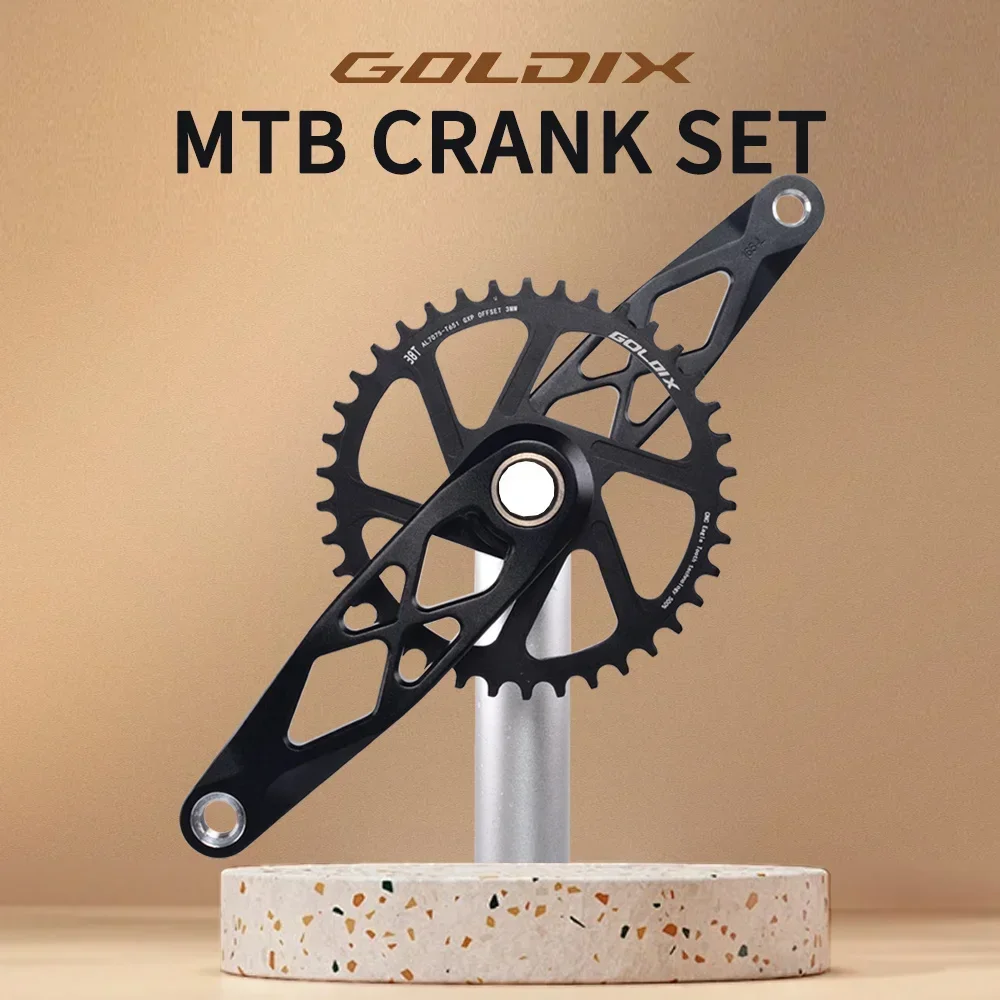 GOLDIX Mountain Bicycle Crankset CNC Hollow 165/170/175mm Bicycle Crank 0mm Offset Wide Narrow Teeth Chainring 30/32/34/36/38T