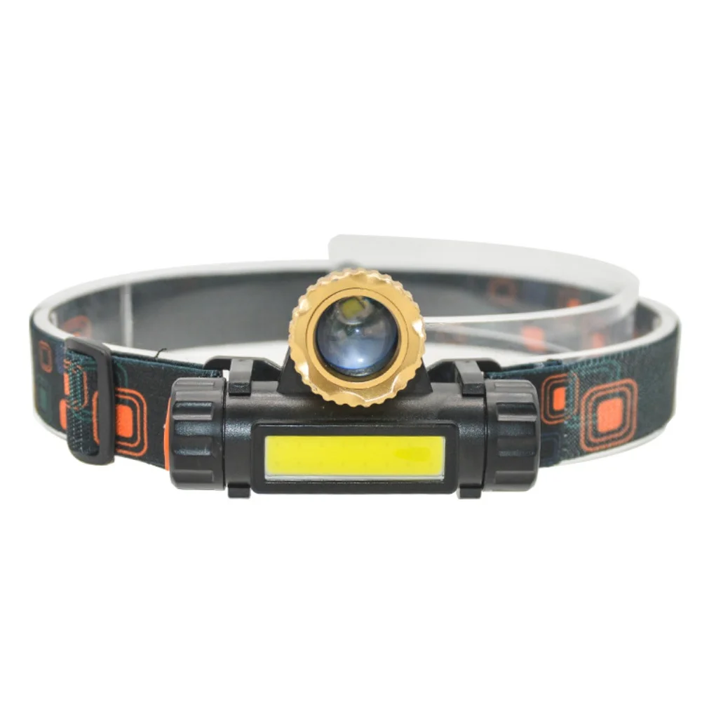 Headlamp with COB Light and High Output LED Dual Mode USB Rechargeable Zoom Function for Night Hiking and Work