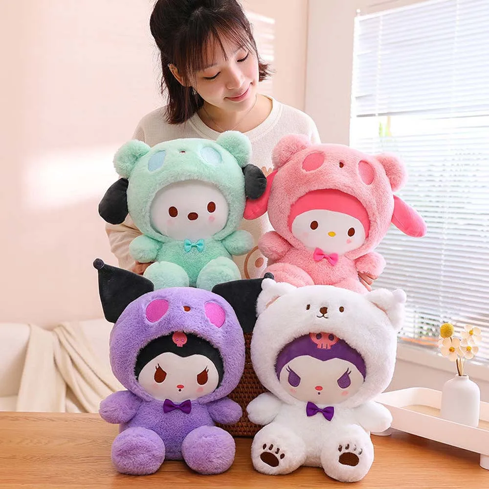 25cm Anime Sanrio Plush Doll Toys  Kawaii Hello Kitty Kuromi My Melody Cinnamoroll Cartoon Cute Plush Stuffed Toy Kids Gifts