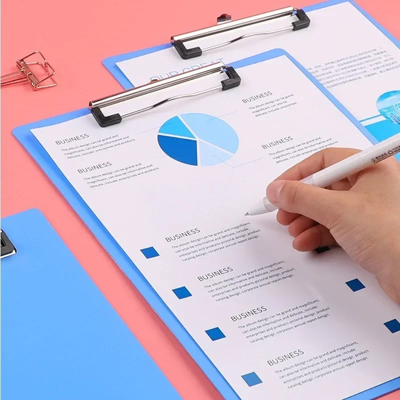 A4 Classic Blue Thickened Plastic storage Clipboard Easy Write Paper Mat with Metal Fixed Clip Nurse Supplies Office Accessories