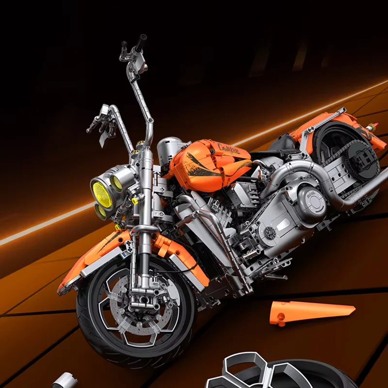 1:5 Classico Moto Building Blocks Kit FAI DA TE Modello di Ingegneria Cruiser Bike Giocattolo Creativo Motor Bike Set Regalo Capretto Adulto 2392 pezzi
