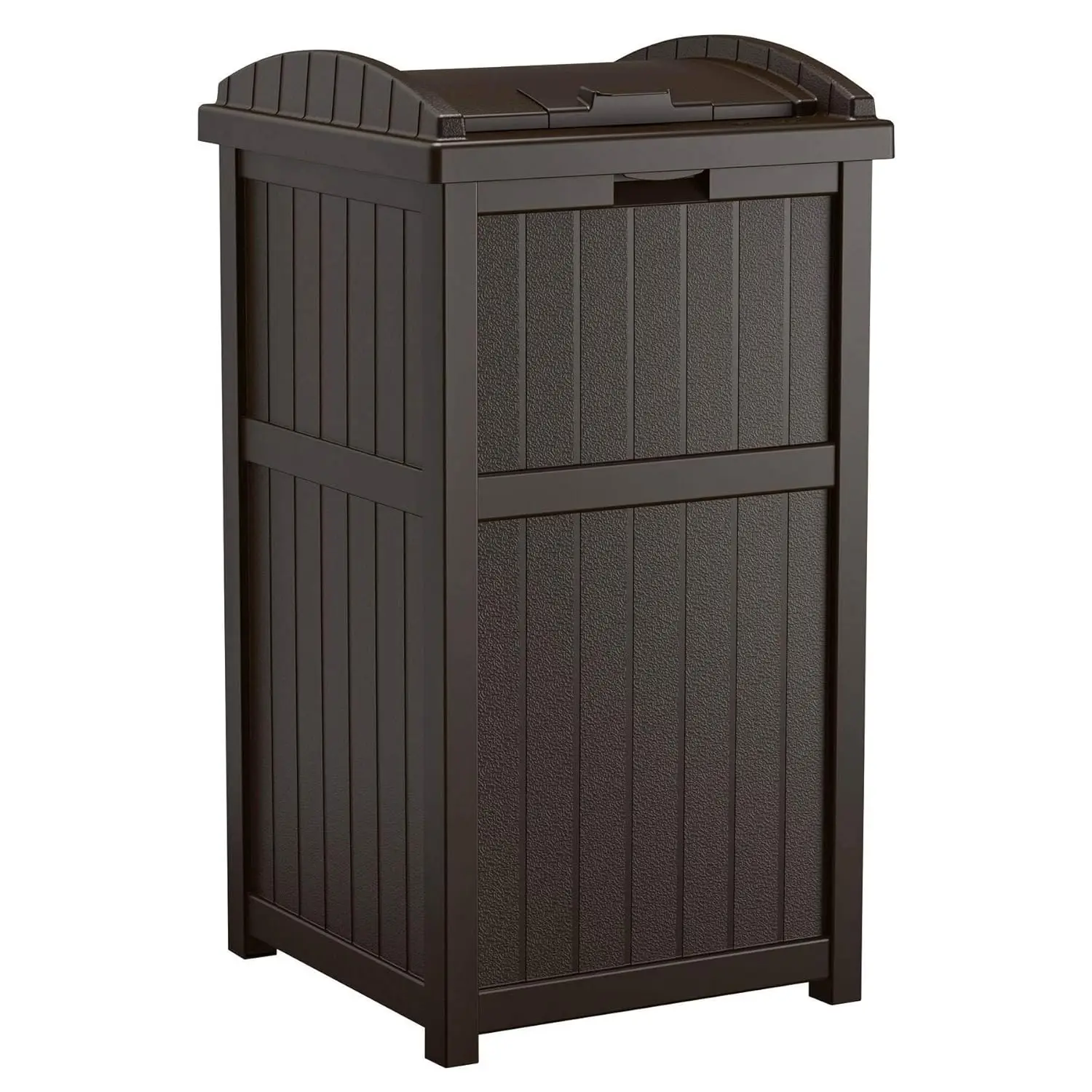 

Trash Hideaway Durable Plastic Outdoor Garbage Waste Trash Can with Lid for 30 to 33 Gallon Trash Bags Java Brown 2 Pack