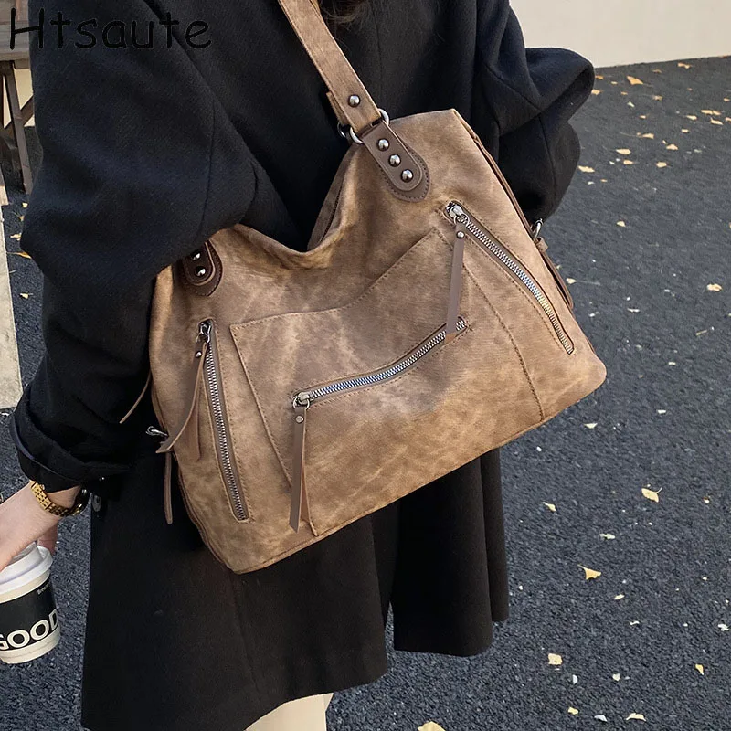 

PU Leather Tote Bags with Zipper Daily Commuter Large Handbag Shoulder Crossbody Bag, Ideal for Shopping & Everyday Use bolsos