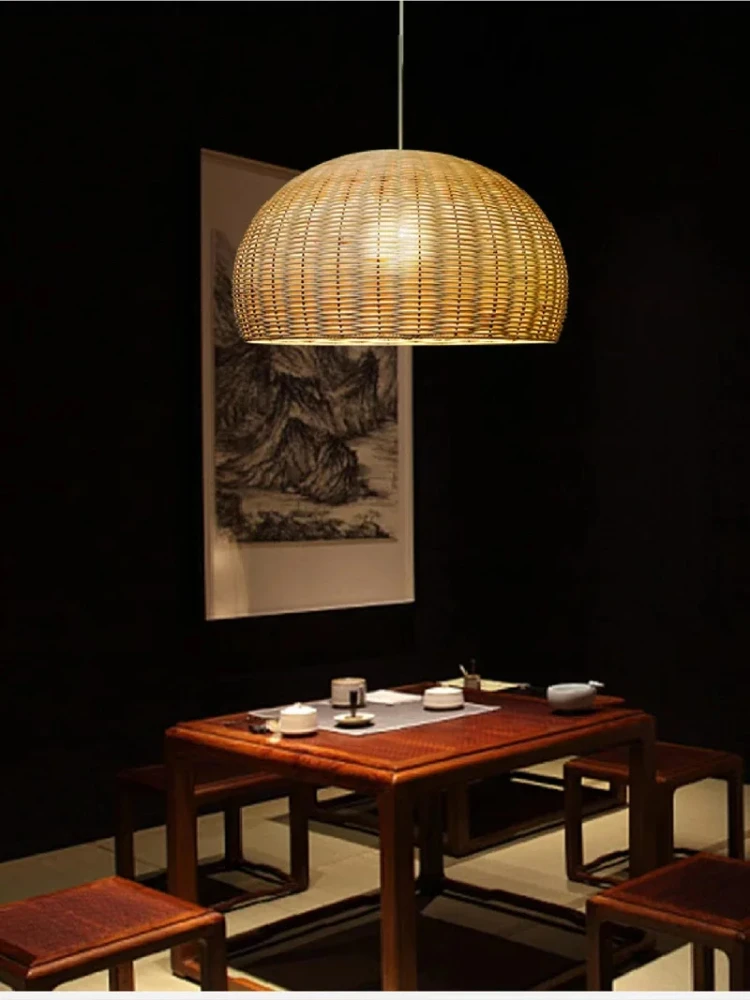 Japanese Bamboo Chandelier vintage Rattan Pendant Light for Living Room Bedroom Kitchen Handmade Rattan Led Pendant lamp