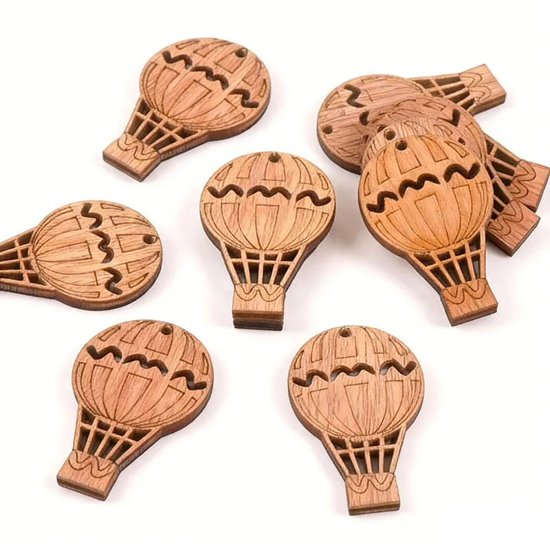20Pcs Vintage Hydrogen Balloon DIY Wooden Ornaments Scrapbook Craft Unfinished Natural Wood Slices For Home Decor 49X32mm m1614