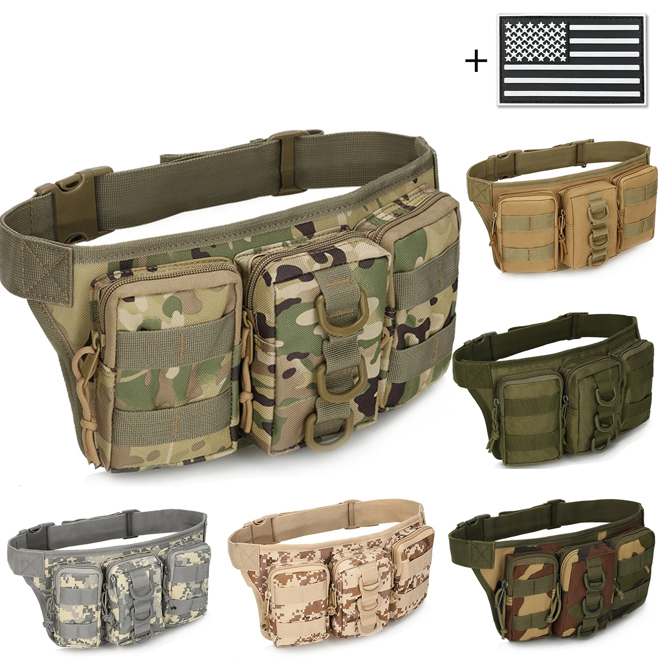 

Тройная поясная сумка с карманом на молнии на спине, прочная и износостойкая уличная повседневная сумка для переноски