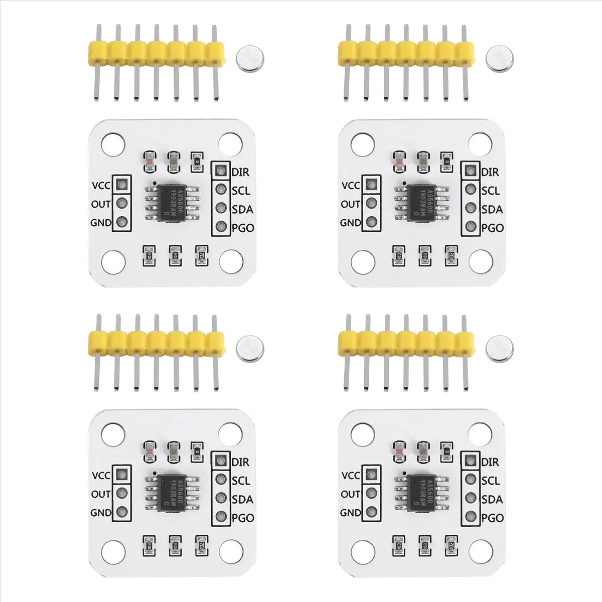 A59E 4Pcs AS5600 Magnetic Encoder Magnetic Induction Angle Measurement Sensor Module 12Bit High