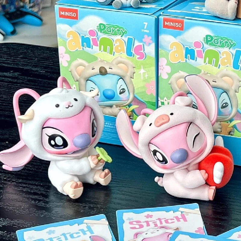 Genuine Miniso Lilo Stitch Series Animal Party Blind Box Kawaii Surprise Box Figurine Decoration Cute Doll Xmas Hallowmas Toy