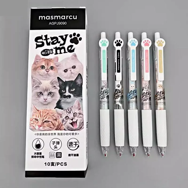 

30pcs/lot Creative Cat Paw Press Gel Pen Cute 0.5mm Black Ink Signature Pens Promotional Gift Office School Supplies