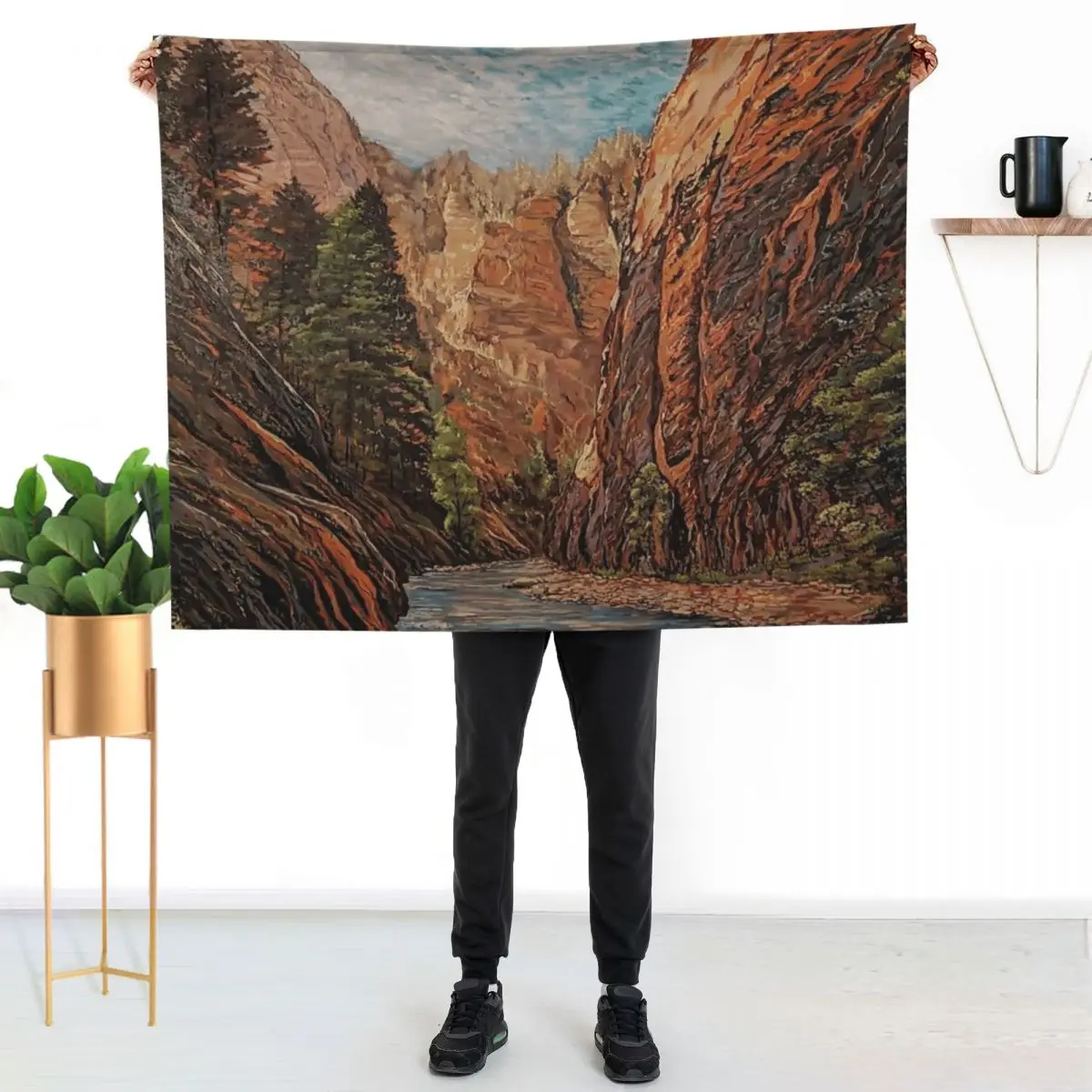 The Narrows Zion Utah Throw Blanket Soft Sherpa Fleece Warm Blanket for Winter