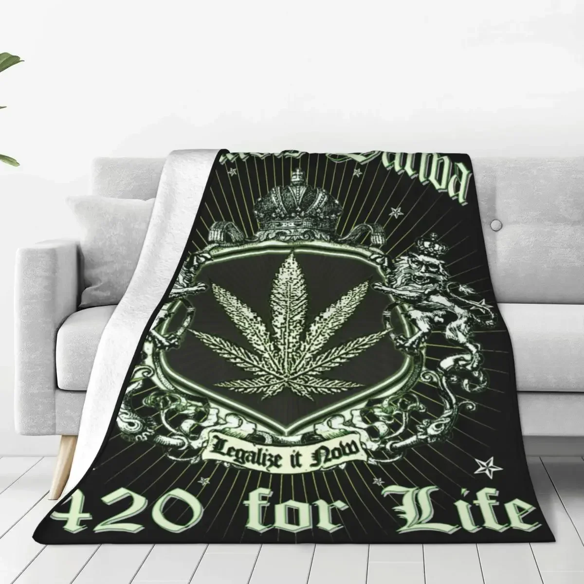 CANNABIS SATIVA Flannel Throw Blankets Weed Marijuana 420 Smoking Blankets for Home Outdoor Super Warm Quilt