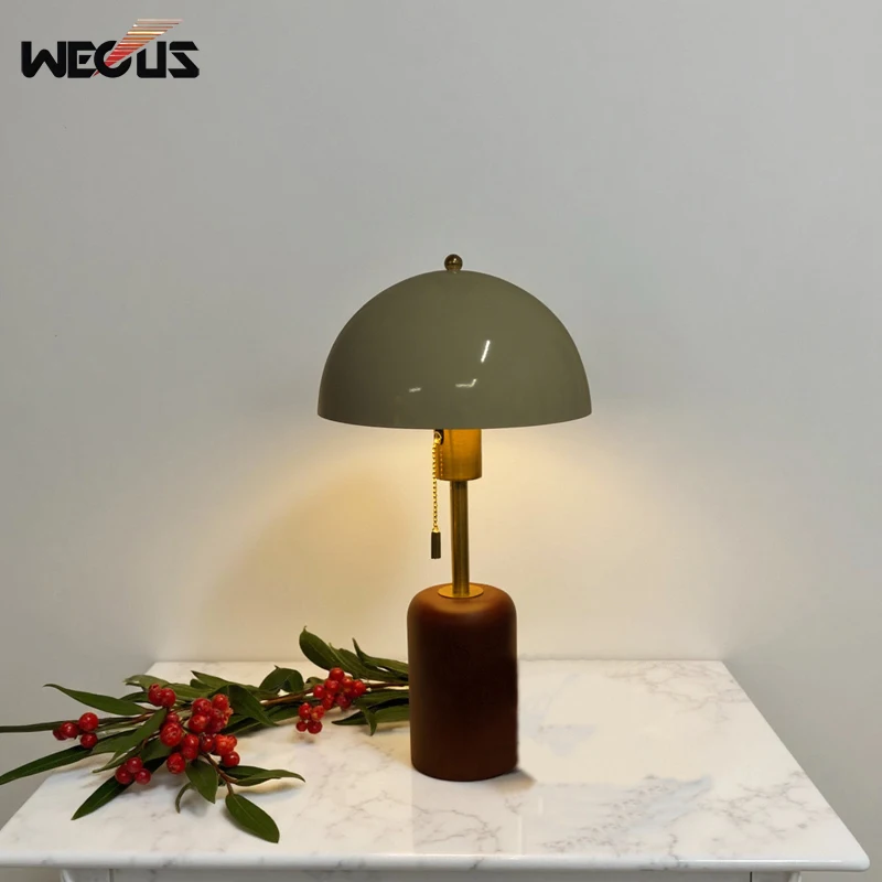 

French Retro Mid Century Solid Wood Table Lamp Wabi Sabi Style Bedside Light for Bedroom Living Room Hotel