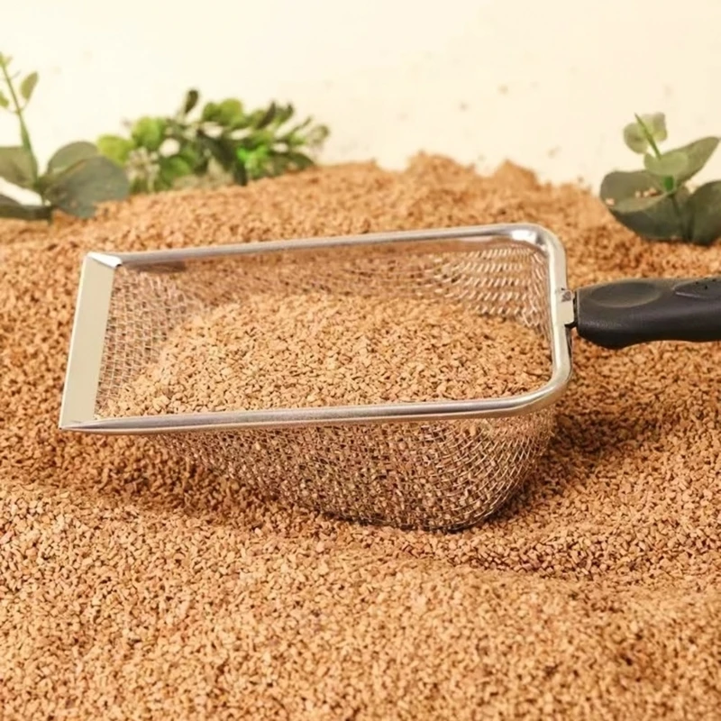 Sand Stainless Steel Fine Mesh Substrate Metal Sand Shovel Terrarium Substrate Litter Cleaner