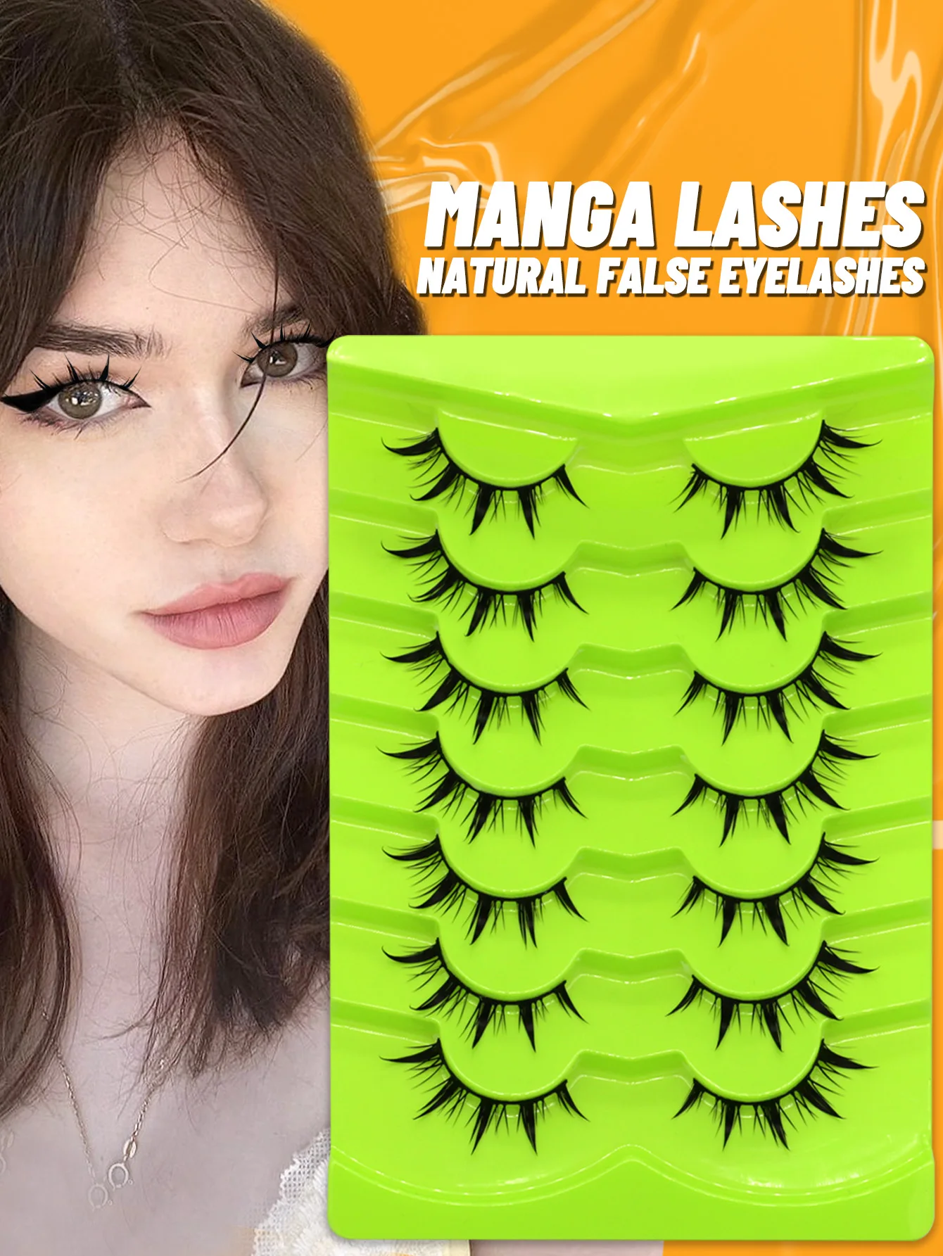 Veltrinay Manga Lashes Natural Look Anime False Eyelashes Individual Wispy Fake Lashes Korean Eyelashes Makeup