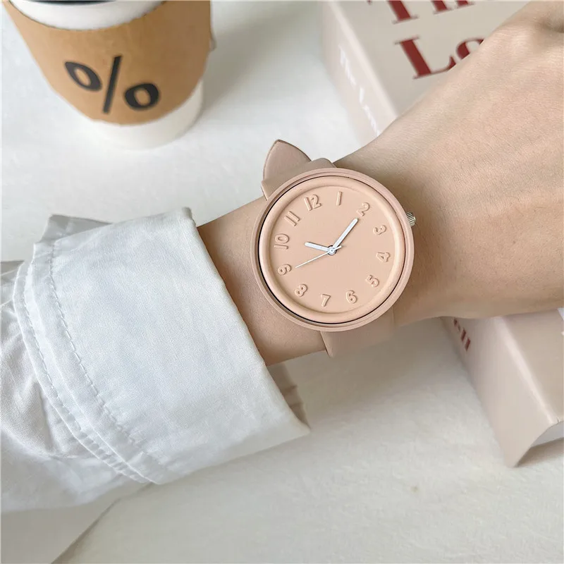 Macaron-Reloj Simple nórdico para hombre y mujer, diseño elegante de alto grado, estilo RetroinsMori, bonito