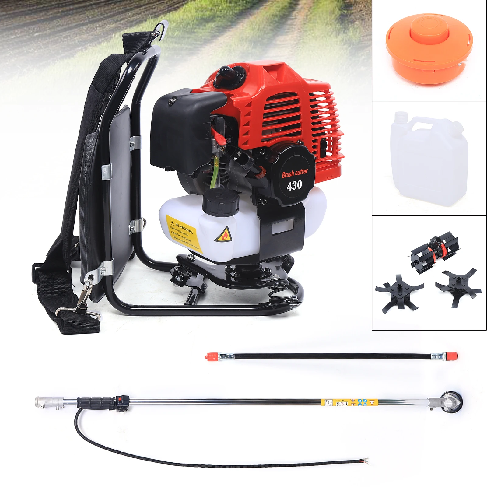 3 in 1 Lawn Mower 43CC 2Stroke Multi-purpose Knapsack Mower 1.25kw (1.7HP) Grass Trimmer 3200rpm for Parks Lawns Farmlands