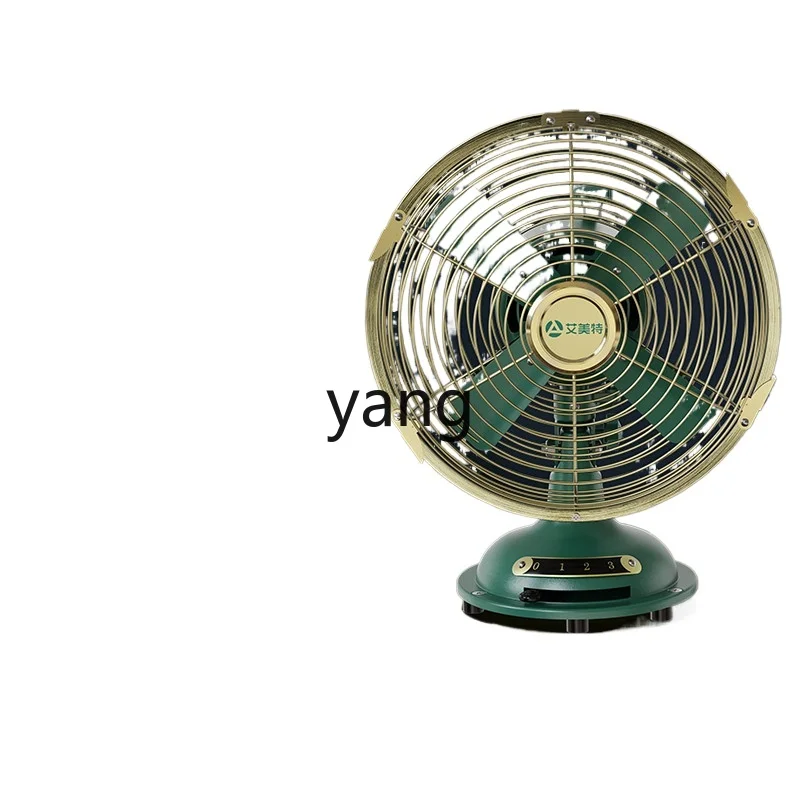 L'm Household Fan Desktop Retro Nostalgic Bedside Mechanical Metal Fan