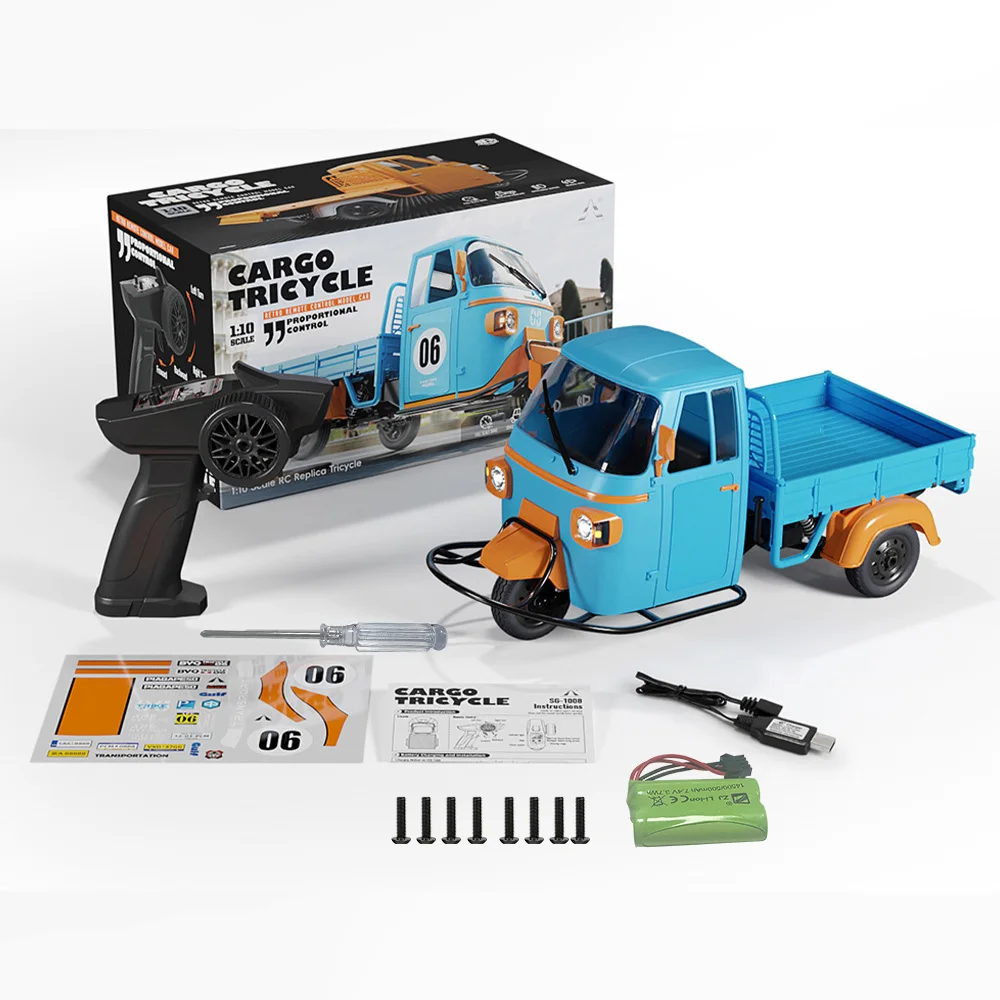 9IMOD 1/10 RC Auto 20 km/h Auto con trazione posteriore 2.4G 50M Deflettore Piegato Imbottiture Effetto sonoro inverso Triciclo telecomandato