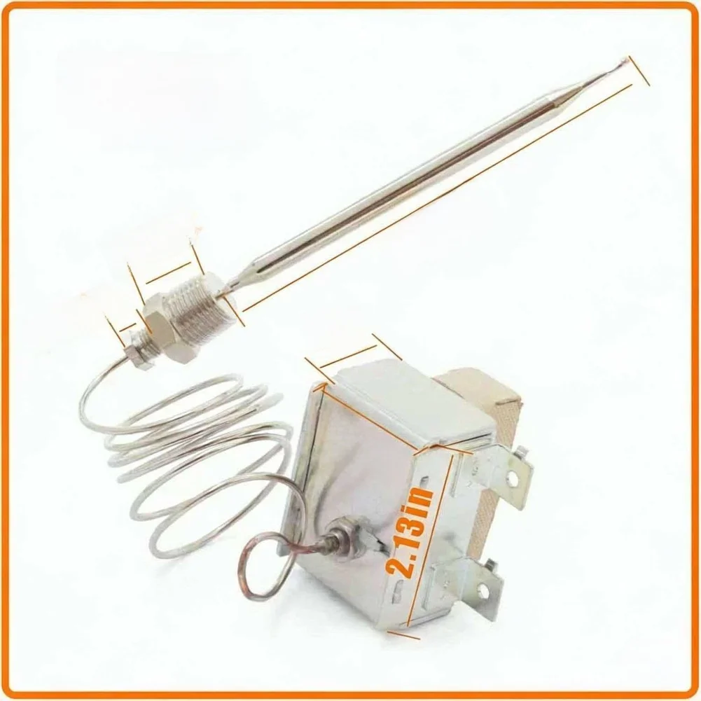 1177 Limit Switch Thermostat for Deep Fryer Installations 3/8 inch Male Pipe Thread Nickel Plated Capillary Tube