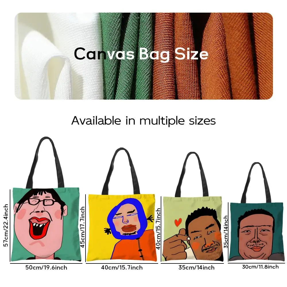 Storage Bags Pattern Tote Bag Aesthetic Canvas Shoulder Bag Lightweight Shopping Bag Funny Funny Characters
