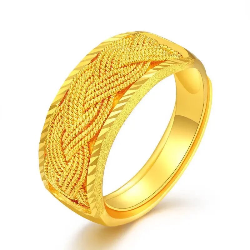 Exquisite Gold Color Adjustable Twist Ring Couples Ring Women Gold Rings Wedding Birthday Fine Jewelry Gift