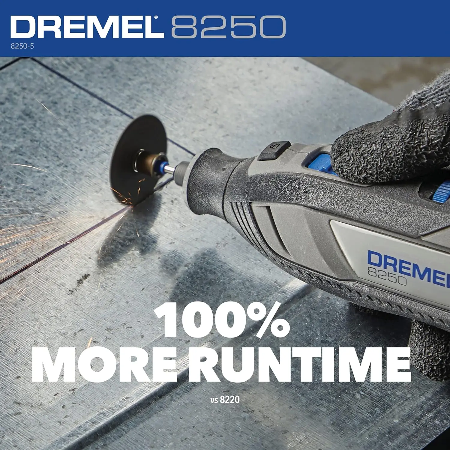 Dremel 8250-5 12 V Lithium-Ionen-Akku-Drehwerkzeug mit variabler Geschwindigkeit und bürstenlosem Motor – 5 Drehwerkzeug-Zubehörteile, 3 Ah Akku