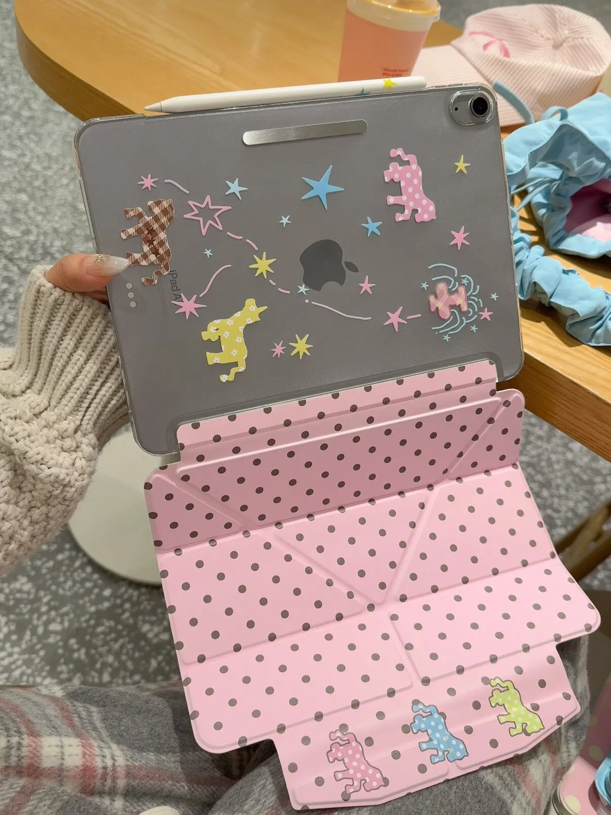 Ins Pink Wave Dot Color Cartoon Unicorn Creative Y2K For iPad Case iPad 10 9 8 7 2025 Air 6 5 4 3 2 Pro 11 Mini Shockproof Cover