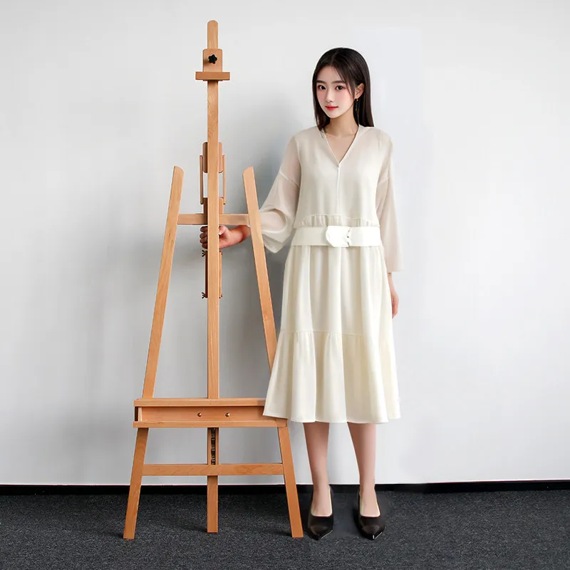 

Solid wood foldable rear support drawing board set forward tilt
