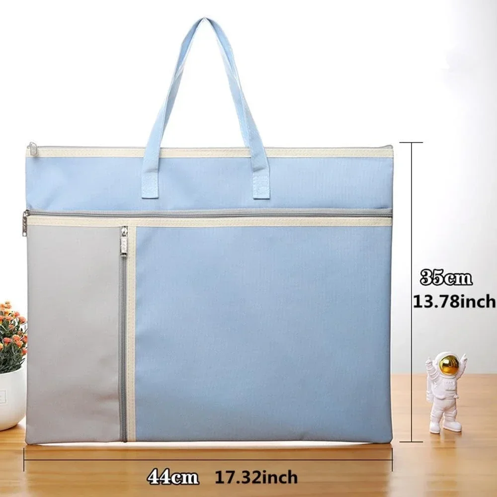 حقيبة محفظة فنية مع سحاب ومقبض حقيبة أكسفورد ذات سعة كبيرة حاوية تخزين الأعمال الفنية مقاس A3