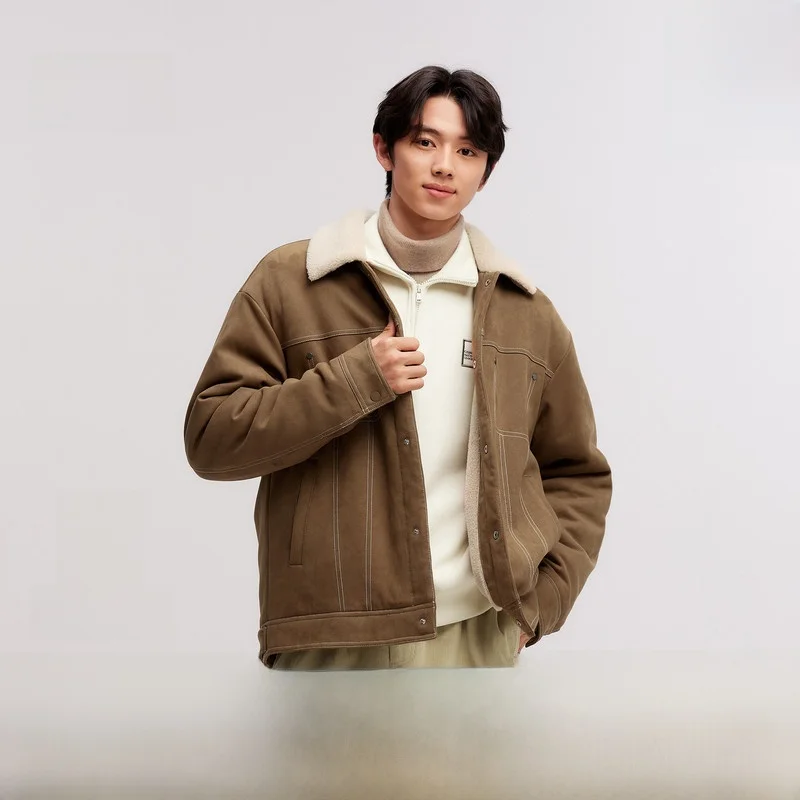 

Semir Мужская замшевая куртка на подкладке с винтажным воротником, рабочая одежда, модная зимняя верхняя одежда, длинная све, молодежная одежда