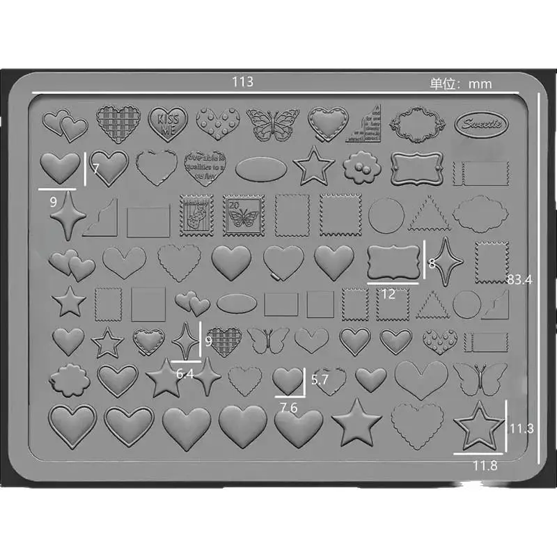 3D Transparent Silicone Nail Art Mold Heart Star Pentagram Patterns DIY Manicure Template for Home Salon Nail Artists