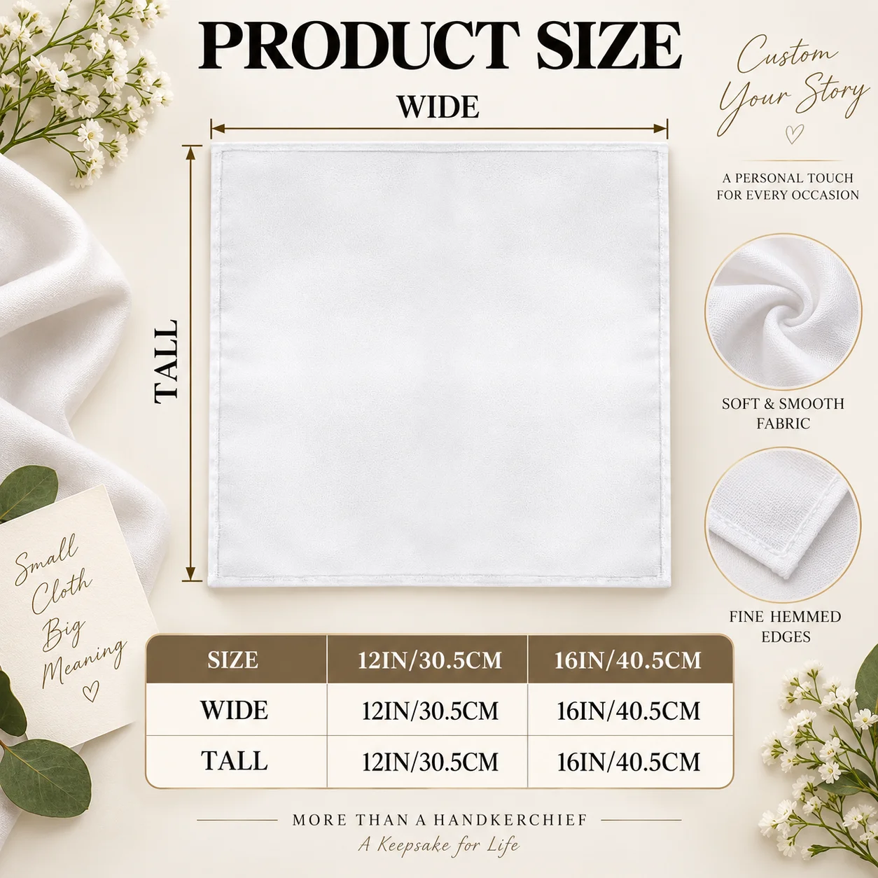 Custom Handkerchief Personalized with Your Own Photos on the Front Suitable for Any Occasion Soft  Comfortable Fabric Reusable