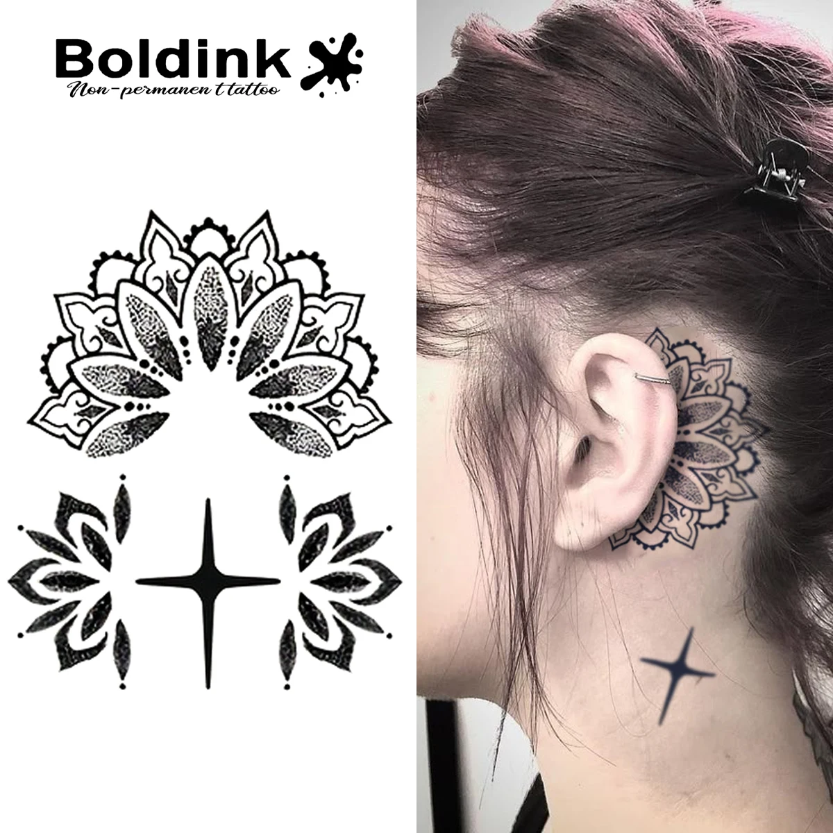 Mandala Temporary Tattoo,Lasts To 15 Days New Technology Magic Waterproof Semi Permanent Sticker.