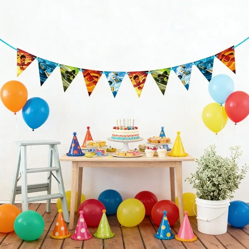 Ninja-Papierbanner, Wimpelkette, Flaggen für Kindergeburtstag, festliche Party, hängende Dekoration, Zubehör – Detail 4