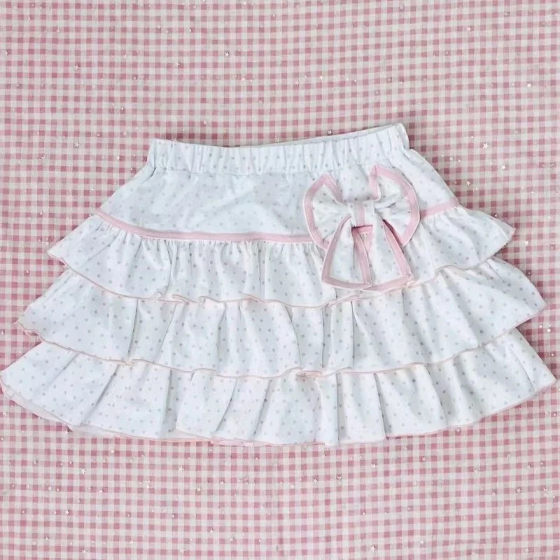 New Summer Lolita Style Sweet Girls Polka Dot Ball Gown Skirts Teens Young Women Cute Tiered Skirt Mini Dresses Ballet Style Y2K